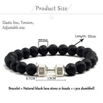 Unisex Natural Black Volcanic Lava Stone Dumbbell Bracelet - fashion$ense-6263