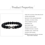 Unisex Natural Black Volcanic Lava Stone Dumbbell Bracelet - fashion$ense-6263
