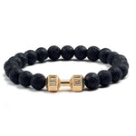 Unisex Natural Black Volcanic Lava Stone Dumbbell Bracelet - fashion$ense-6263