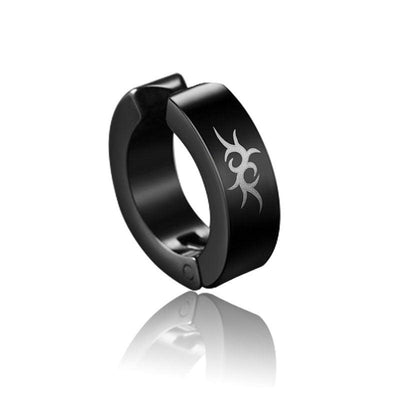 SOHOT Unisex Stainless Steel Punk Man Black Drop Earrings Geometry Triangle Star Cross Fish Love Feather Party Multiple Gothic - fashion$ense-6263