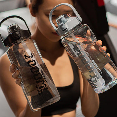 Water Bottle Sport Half Gallon With Straw Handle Mark Fitness Jug BPA Free Outdoor Travel Bicycle GYM Drinkware botella de agua - fashion$ense-6263