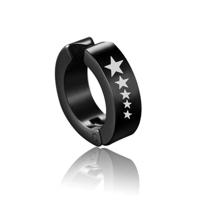 SOHOT Unisex Stainless Steel Punk Man Black Drop Earrings Geometry Triangle Star Cross Fish Love Feather Party Multiple Gothic - fashion$ense-6263