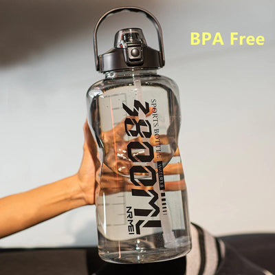 Water Bottle Sport Half Gallon With Straw Handle Mark Fitness Jug BPA Free Outdoor Travel Bicycle GYM Drinkware botella de agua - fashion$ense-6263