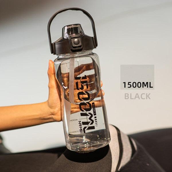 Water Bottle Sport Half Gallon With Straw Handle Mark Fitness Jug BPA Free Outdoor Travel Bicycle GYM Drinkware botella de agua - fashion$ense-6263