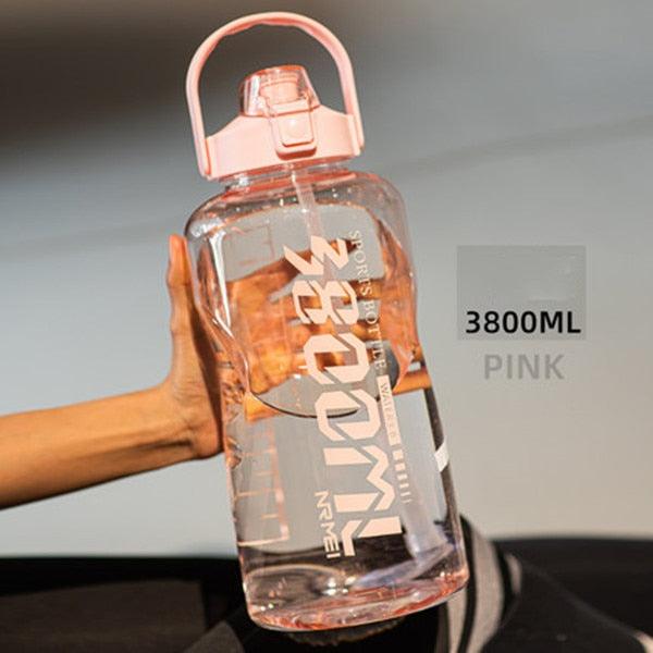 Water Bottle Sport Half Gallon With Straw Handle Mark Fitness Jug BPA Free Outdoor Travel Bicycle GYM Drinkware botella de agua - fashion$ense-6263