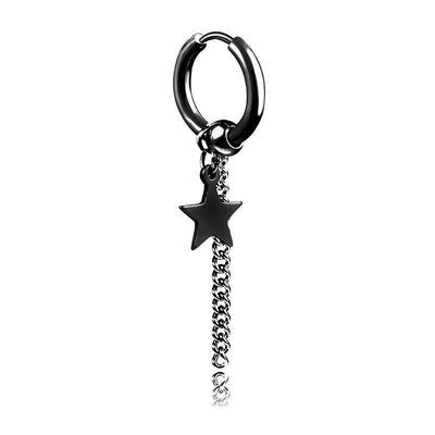 SOHOT Unisex Stainless Steel Punk Man Black Drop Earrings Geometry Triangle Star Cross Fish Love Feather Party Multiple Gothic - fashion$ense-6263