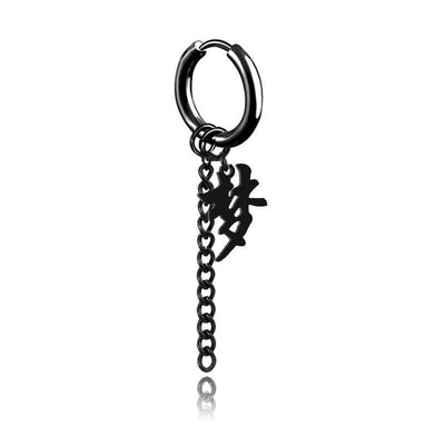 SOHOT Unisex Stainless Steel Punk Man Black Drop Earrings Geometry Triangle Star Cross Fish Love Feather Party Multiple Gothic - fashion$ense-6263