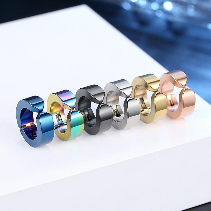 SOHOT Unisex Stainless Steel Punk Man Black Drop Earrings Geometry Triangle Star Cross Fish Love Feather Party Multiple Gothic - fashion$ense-6263