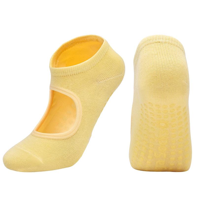 Women High Quality Pilates Socks Anti-Slip Breathable Backless Yoga Socks Ankle Ladies Ballet Dance Sports Socks for Fitness Gym - fashion$ense-6263