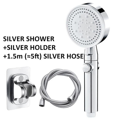 Shower Head Water Saving Black 5 Mode Adjustable High Pressure Shower One-key Stop Water Massage Eco Shower Bathroom Accessories - fashion$ense-6263