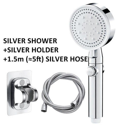 Shower Head Water Saving Black 5 Mode Adjustable High Pressure Shower One-key Stop Water Massage Eco Shower Bathroom Accessories - fashion$ense-6263