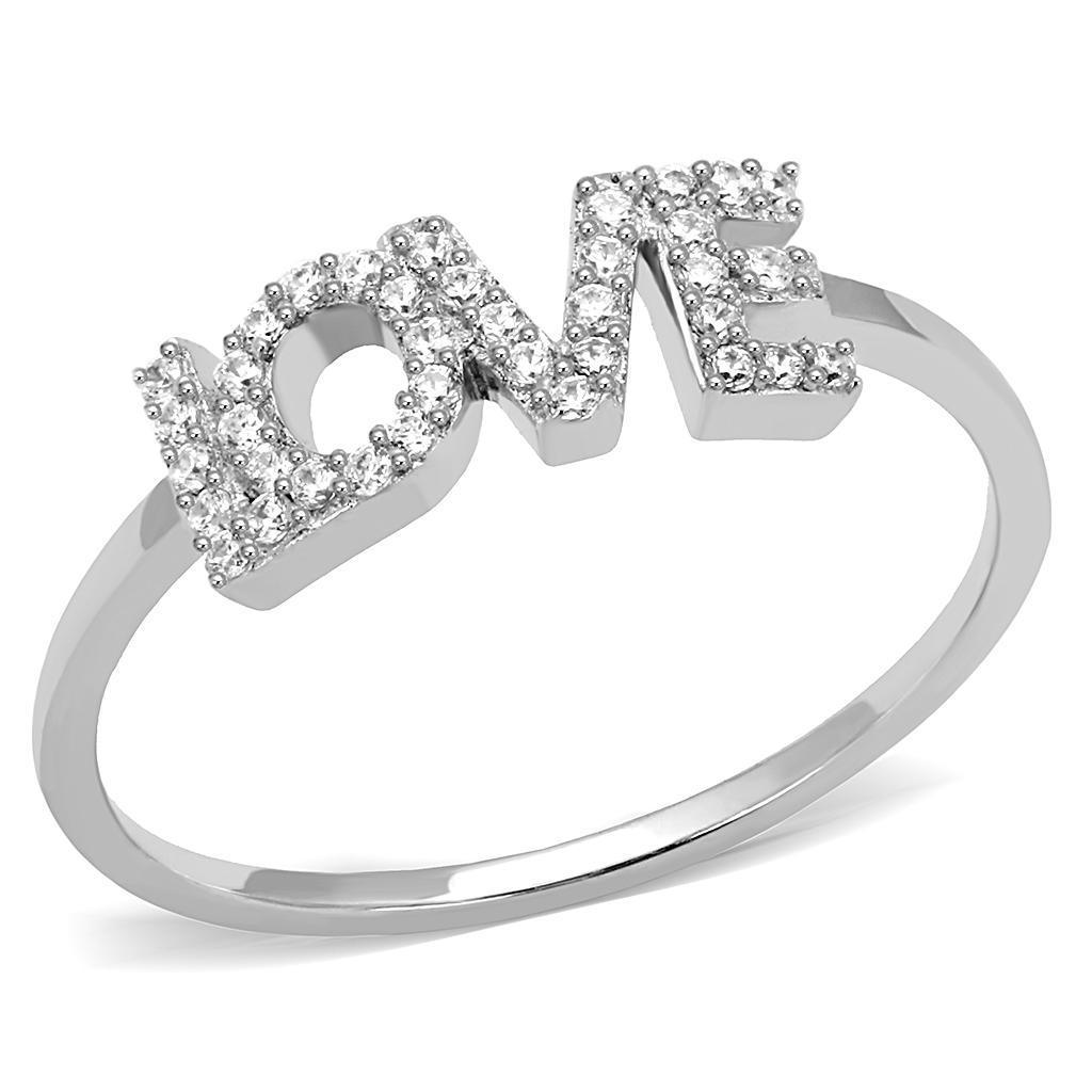 TS580 - Rhodium 925 Sterling Silver Ring with AAA Grade CZ  in Clear - fashion$ense-6263