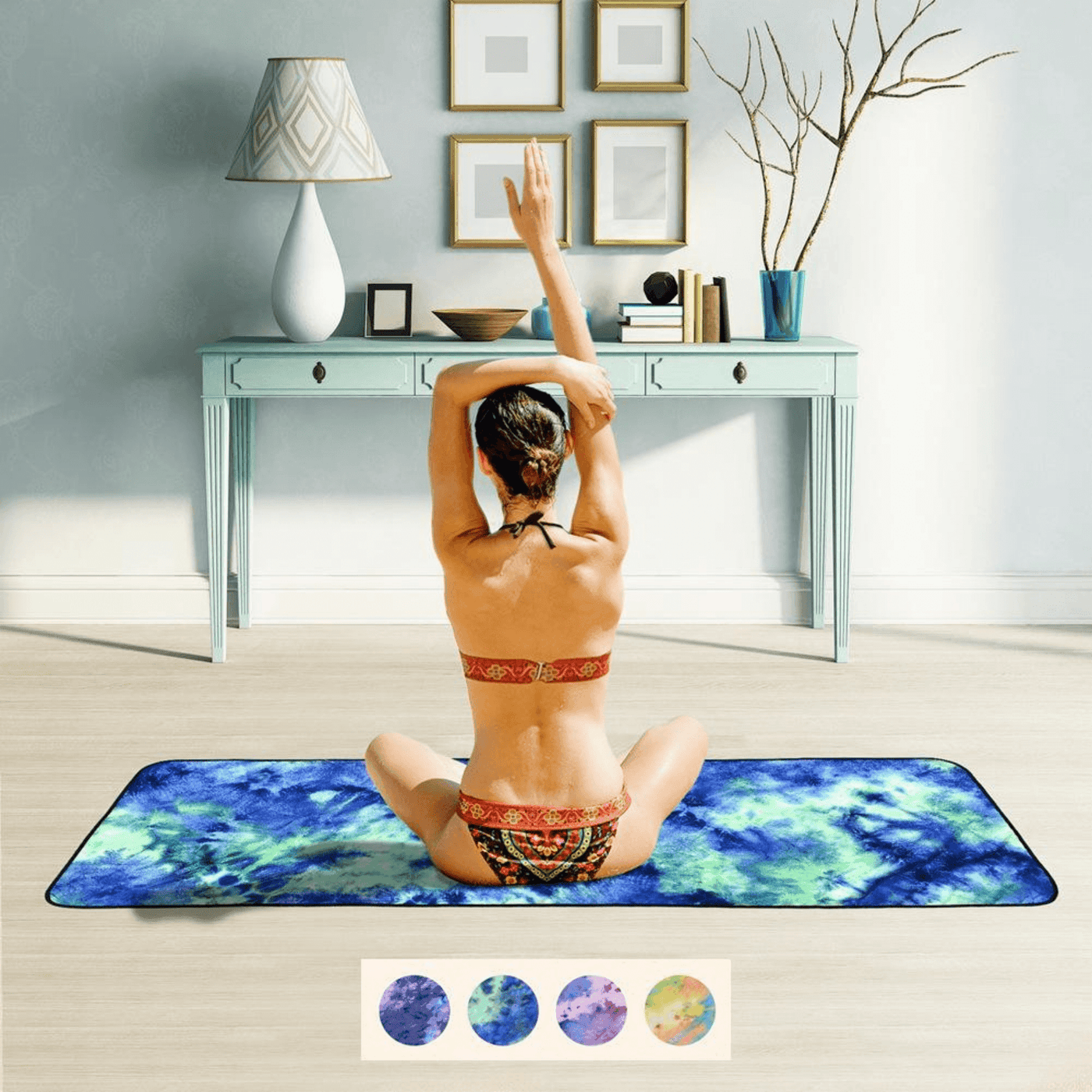 Tie Dye Yoga Mat Towel with Slip-Resistant Grip Dots - fashion$ense-6263
