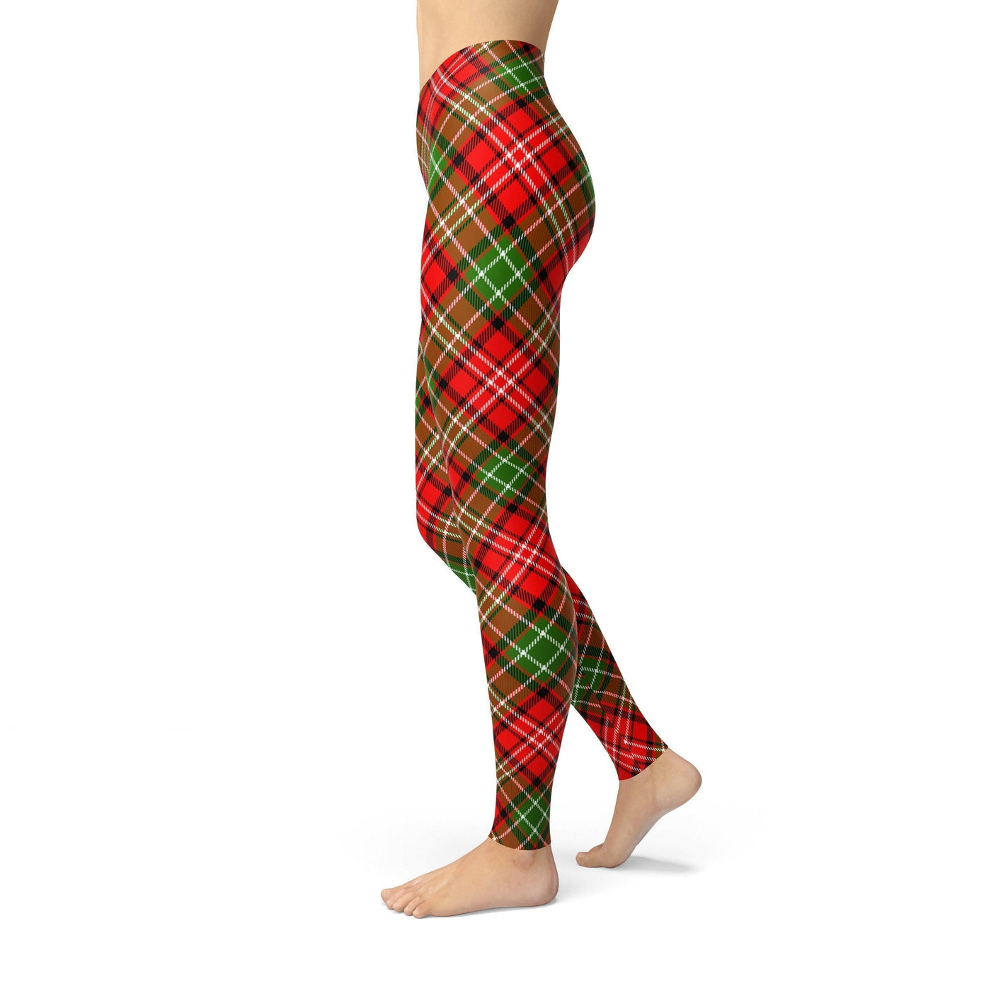 Jean Red Green Plaid Leggings - fashion$ense-6263