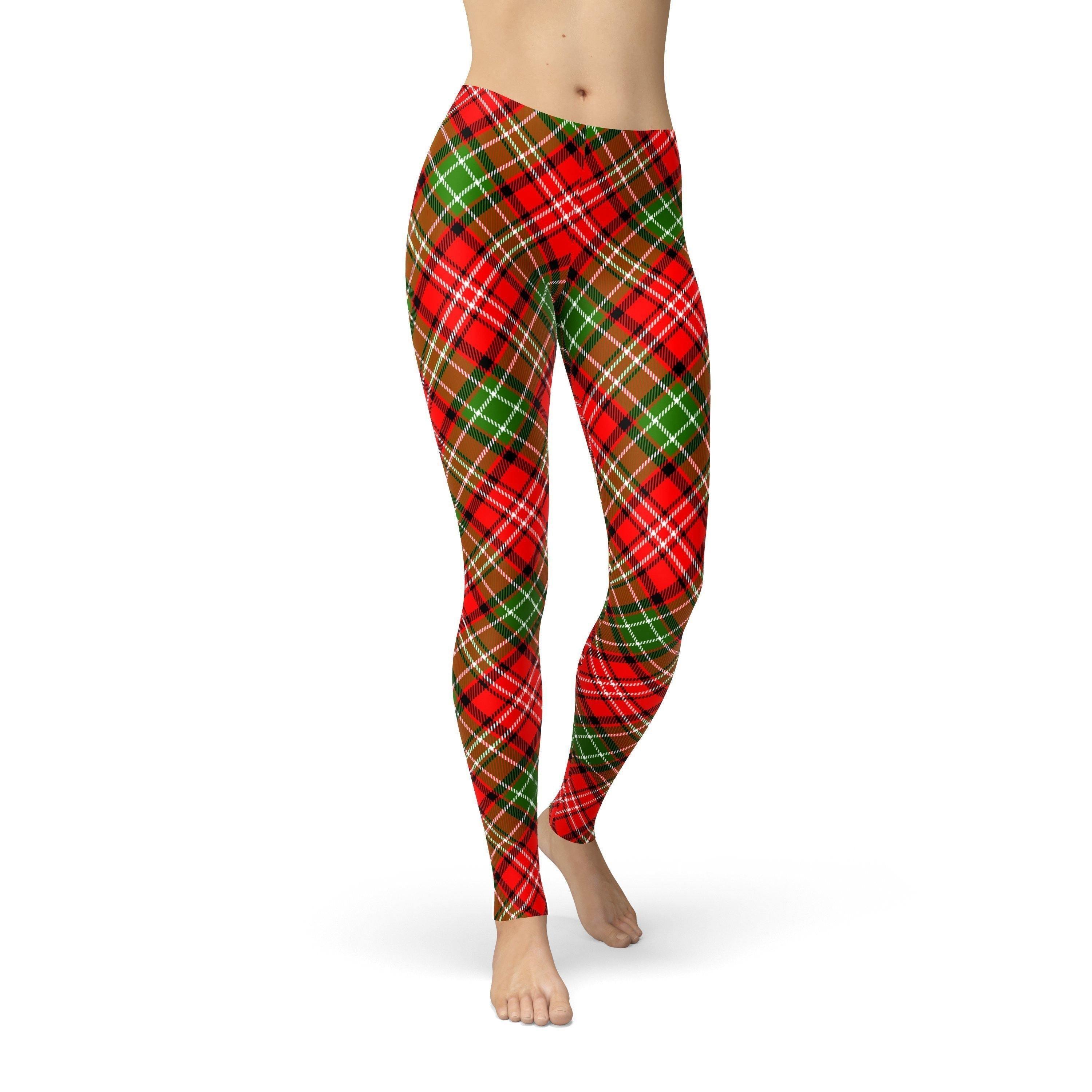 Jean Red Green Plaid Leggings - fashion$ense-6263