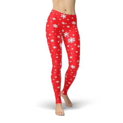 Jean Red Snowflake Leggings - fashion$ense-6263
