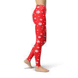 Jean Red Snowflake Leggings - fashion$ense-6263