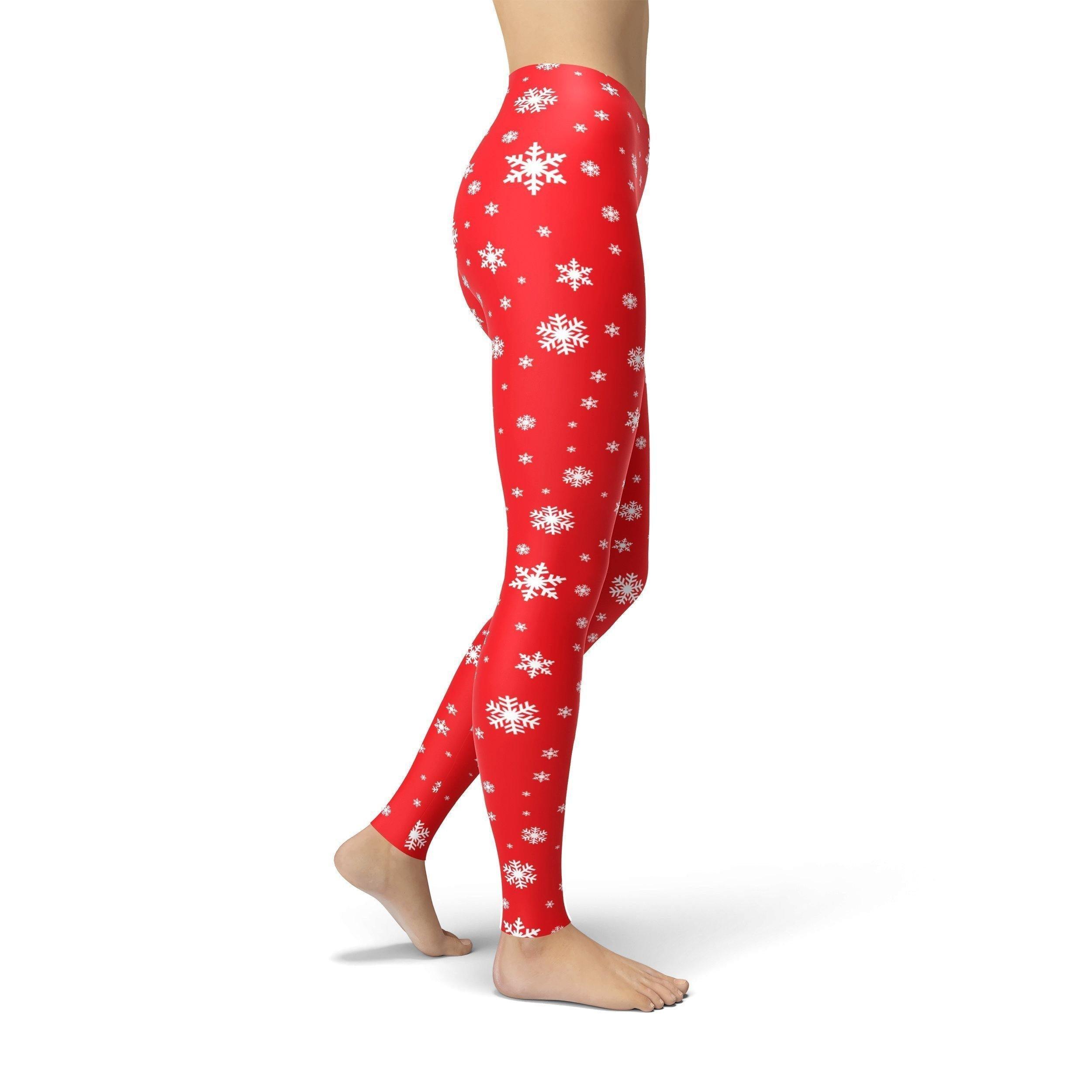 Jean Red Snowflake Leggings - fashion$ense-6263