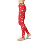 Jean Red Snowflake Leggings - fashion$ense-6263