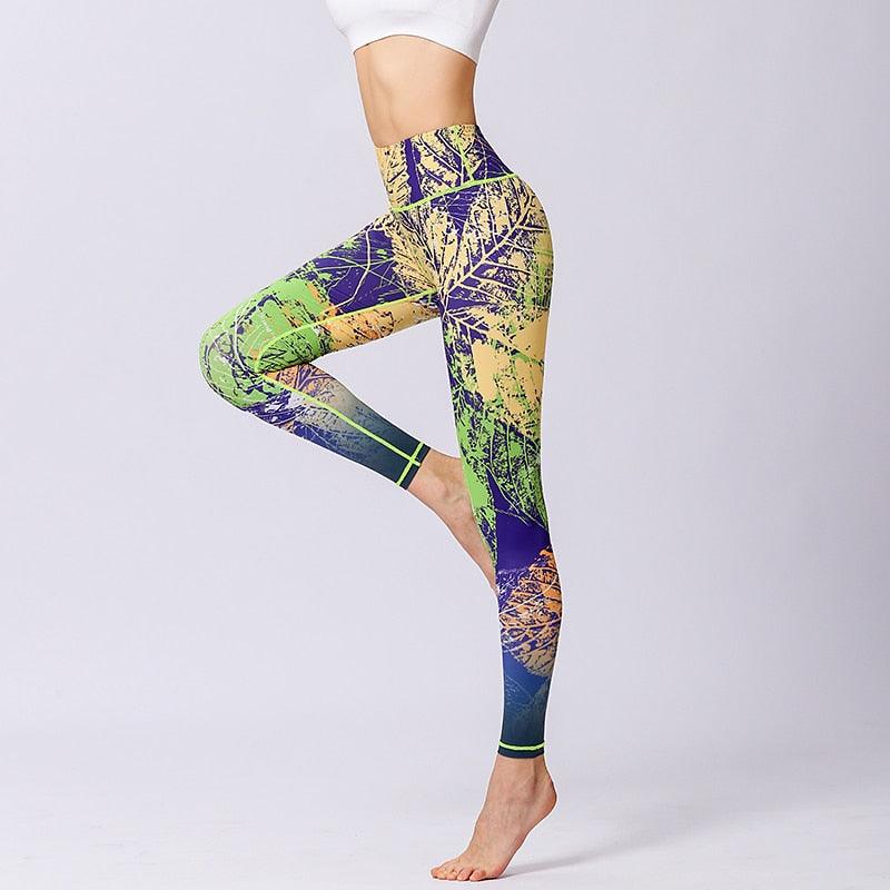 Women Yoga Pants Workout Leggings Fitness Sport Print Athletic Pants - fashion$ense-6263