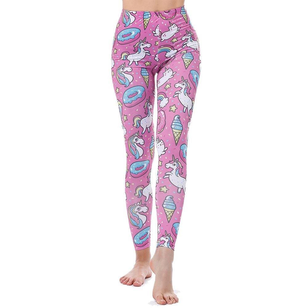 Unicorn Leggings Women Leggins Fitness Legging Sexy Pants 3d Printed Rainbow Star Cat Donuts - fashion$ense-6263