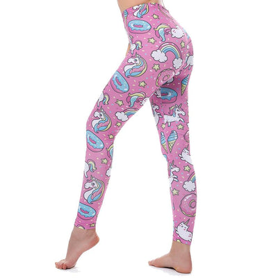 Unicorn Leggings Women Leggins Fitness Legging Sexy Pants 3d Printed Rainbow Star Cat Donuts - fashion$ense-6263