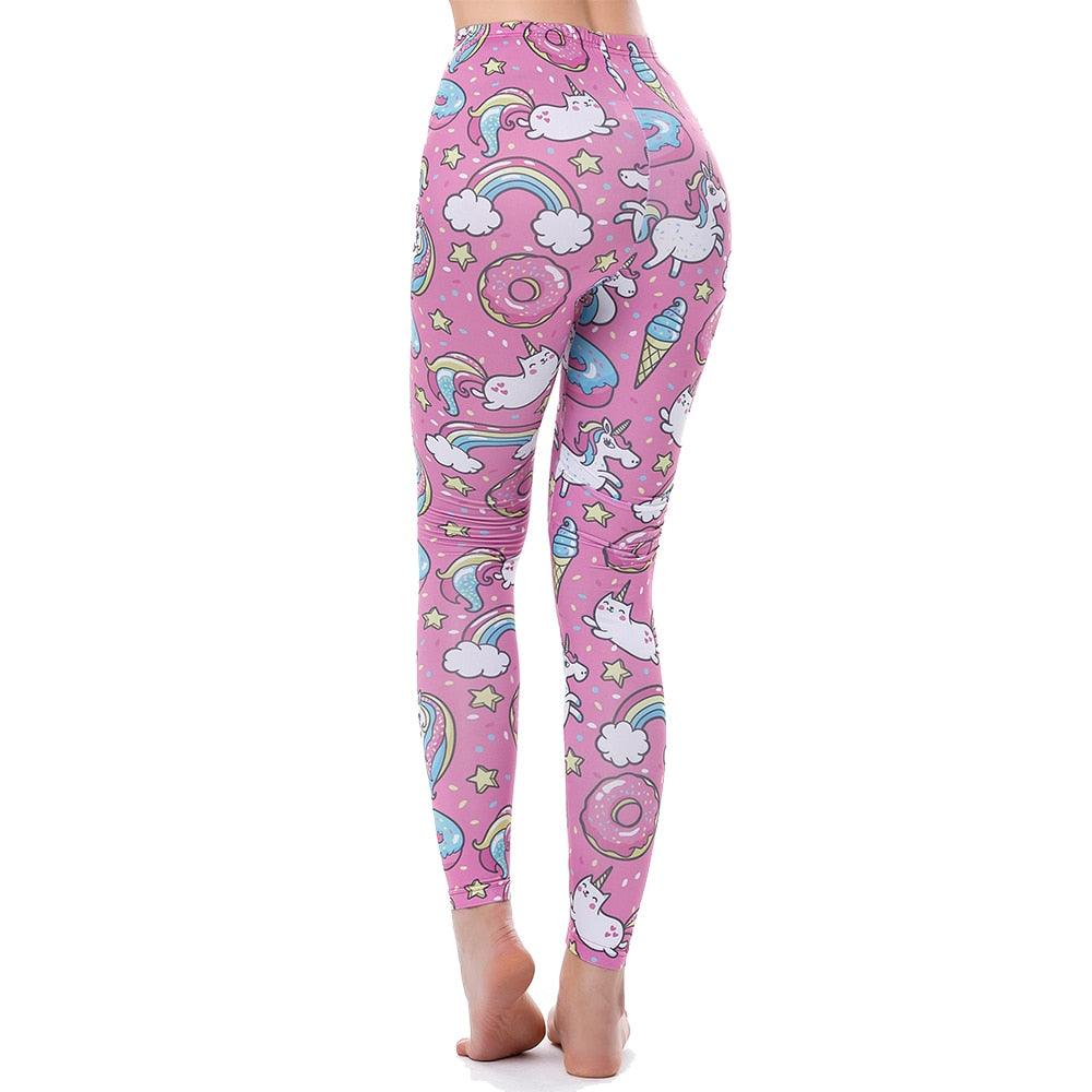 Unicorn Leggings Women Leggins Fitness Legging Sexy Pants 3d Printed Rainbow Star Cat Donuts - fashion$ense-6263