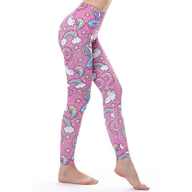 Unicorn Leggings Women Leggins Fitness Legging Sexy Pants 3d Printed Rainbow Star Cat Donuts - fashion$ense-6263