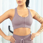 Sports Bra Crop Top Zipper Fitness Women Sportswear Sport Top Bras For Fitness Gym Female Running Push Up Yoga Workout Bra - fashion$ense-6263