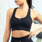 Sports Bra Crop Top Zipper Fitness Women Sportswear Sport Top Bras For Fitness Gym Female Running Push Up Yoga Workout Bra - fashion$ense-6263