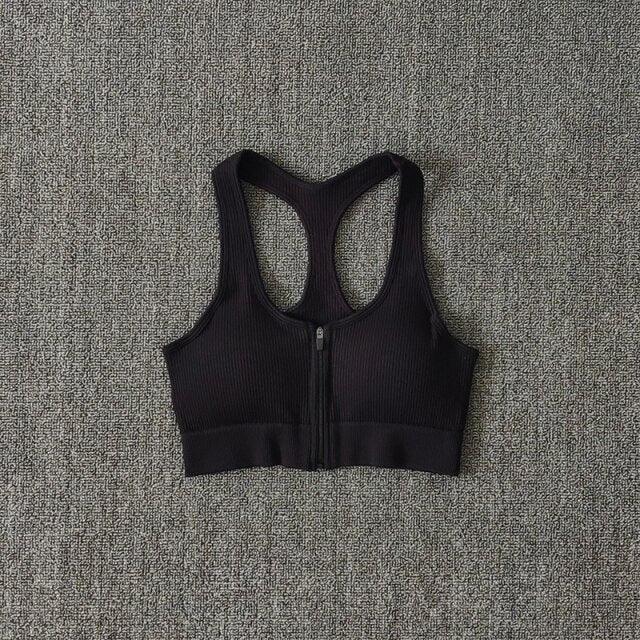 Sports Bra Crop Top Zipper Fitness Women Sportswear Sport Top Bras For Fitness Gym Female Running Push Up Yoga Workout Bra - fashion$ense-6263