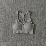 Sports Bra Crop Top Zipper Fitness Women Sportswear Sport Top Bras For Fitness Gym Female Running Push Up Yoga Workout Bra - fashion$ense-6263
