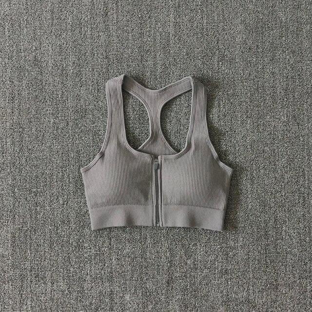 Sports Bra Crop Top Zipper Fitness Women Sportswear Sport Top Bras For Fitness Gym Female Running Push Up Yoga Workout Bra - fashion$ense-6263