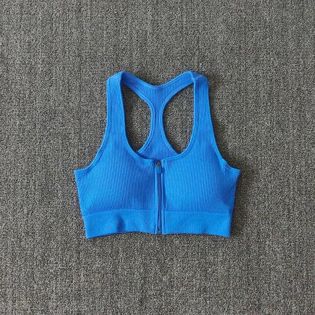Sports Bra Crop Top Zipper Fitness Women Sportswear Sport Top Bras For Fitness Gym Female Running Push Up Yoga Workout Bra - fashion$ense-6263
