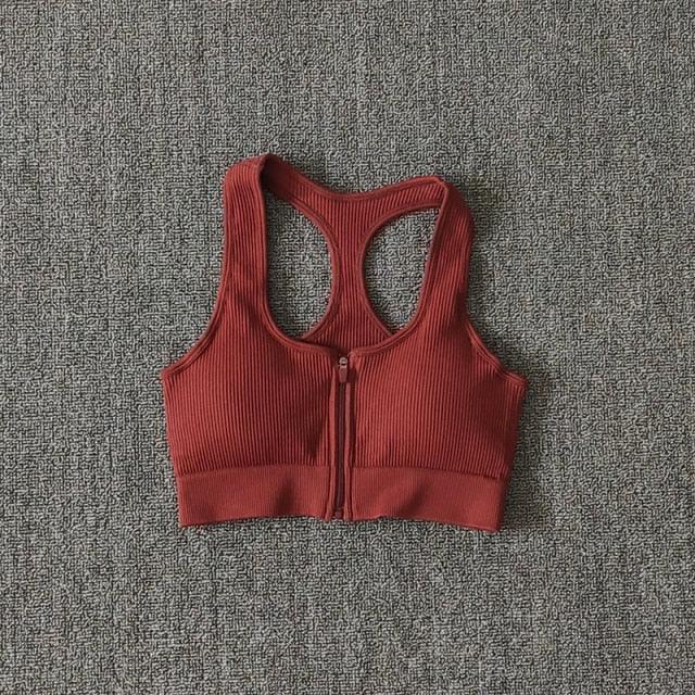 Sports Bra Crop Top Zipper Fitness Women Sportswear Sport Top Bras For Fitness Gym Female Running Push Up Yoga Workout Bra - fashion$ense-6263