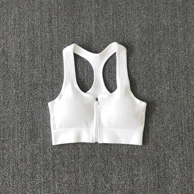 Sports Bra Crop Top Zipper Fitness Women Sportswear Sport Top Bras For Fitness Gym Female Running Push Up Yoga Workout Bra - fashion$ense-6263