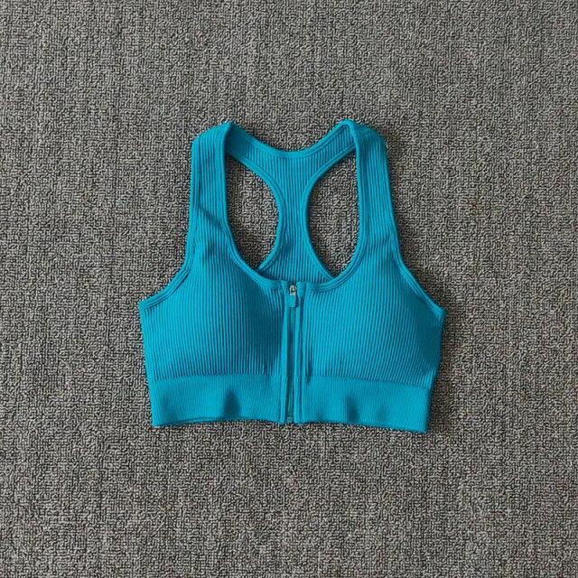 Sports Bra Crop Top Zipper Fitness Women Sportswear Sport Top Bras For Fitness Gym Female Running Push Up Yoga Workout Bra - fashion$ense-6263