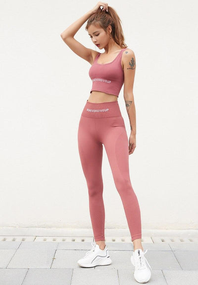 Letter Prints Seamless Yoga Sets - fashion$ense-6263