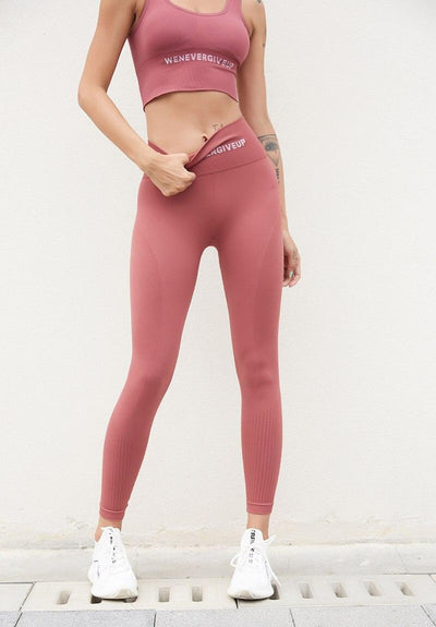 Letter Prints Seamless Yoga Sets - fashion$ense-6263