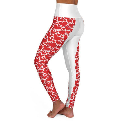 Uniquely You Womens Yoga Leggings - High Waisted / Love Red Hearts - fashion$ense-6263